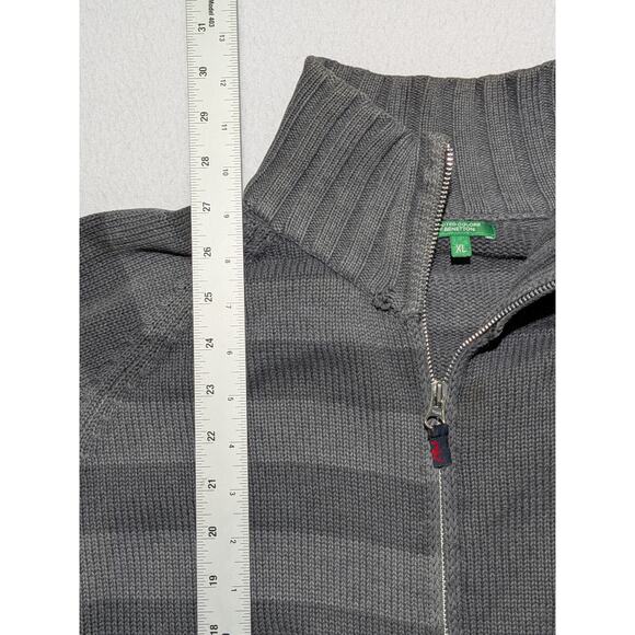 Vintage United Colors of Benetton Full Zip Knit‎ Sweater Jacket Gray XL Italy - Picture 8 of 13